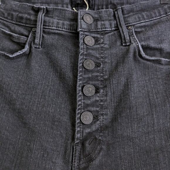 Mother Womens The Pixie Ankle Fray Jeans 30 Not Guilty Black Button Fly Mid Rise - Picture 3 of 7